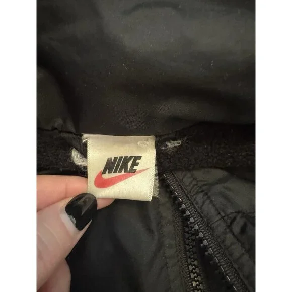 Nike Mens Hooded Windbreaker Jacket Black With White Stripes Size L